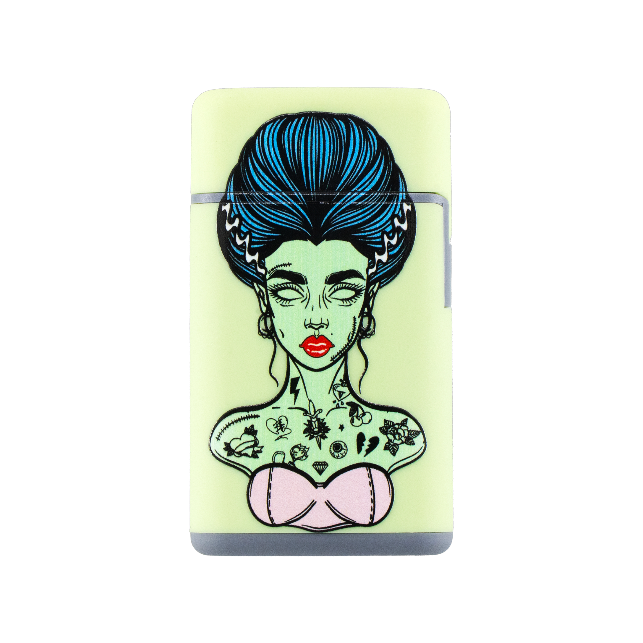 Green Bride of Frankenstein Flip Lighter | Windproof Refillable Torch Lighter