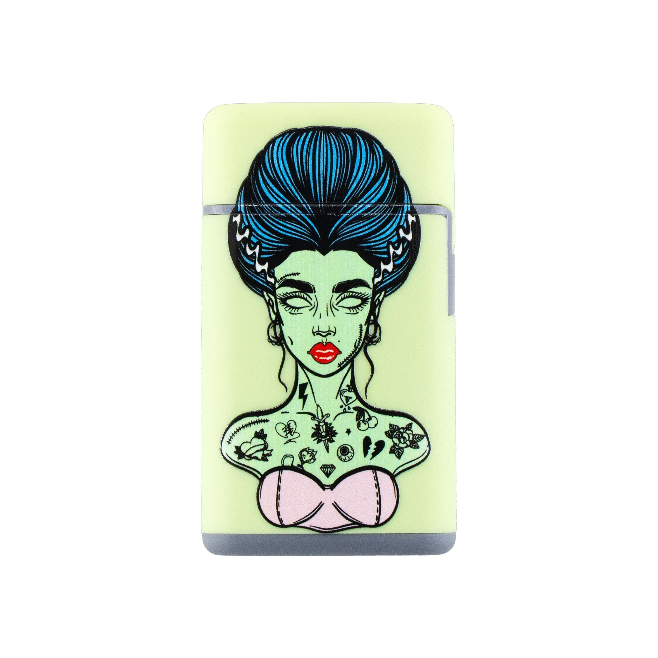 Green Bride of Frankenstein Flip Lighter | Windproof Refillable Torch Lighter