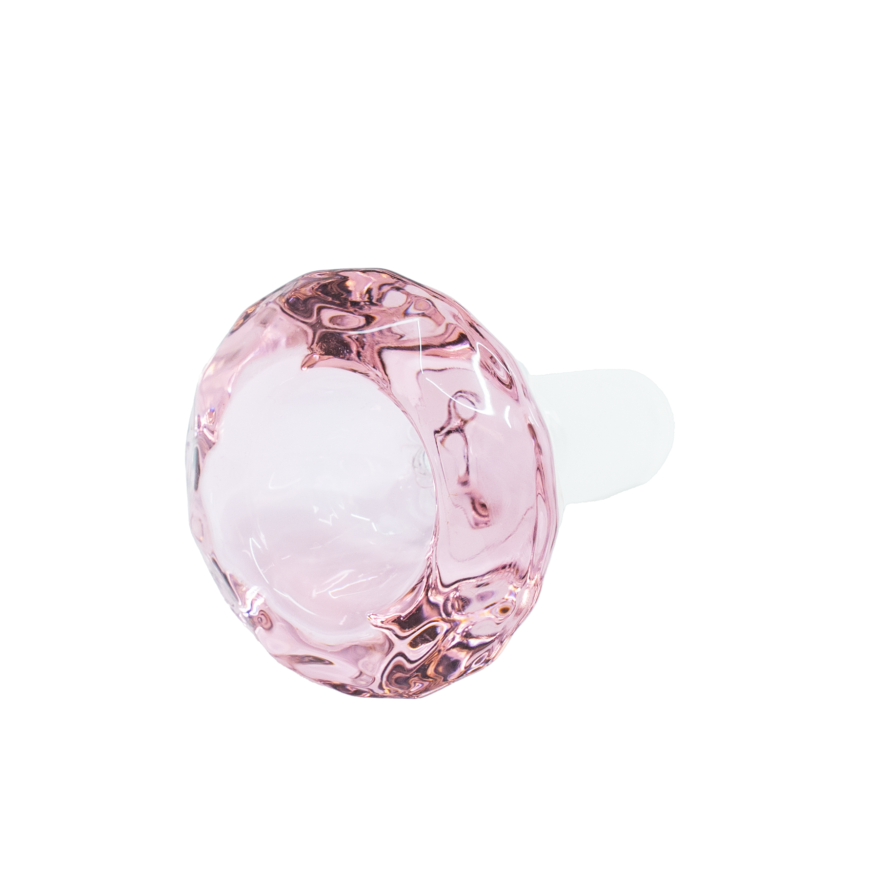 Pink diamond-cut 14mm glass bowl attachment for bong or rig