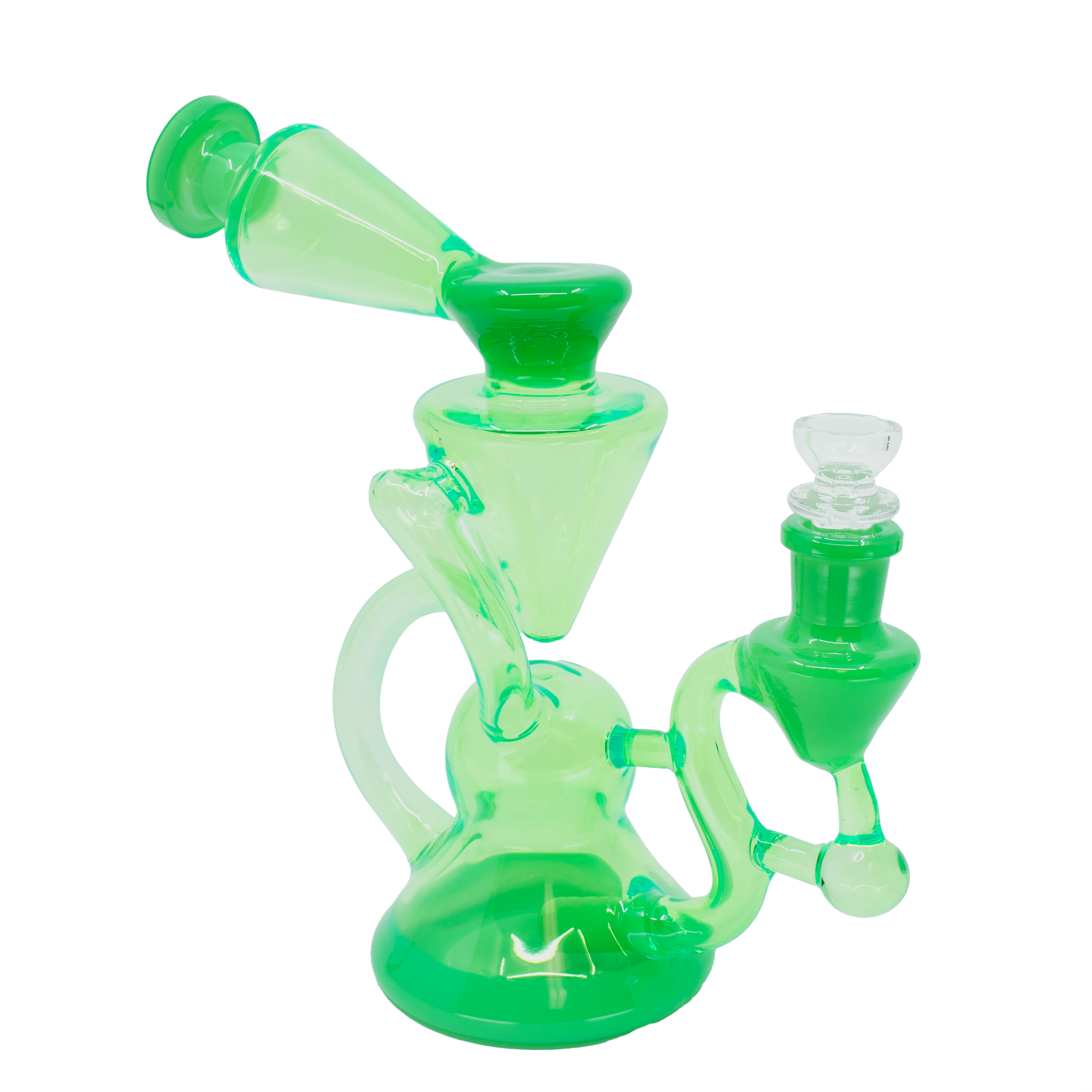 Green spiral loop bong with double chamber – Groundhog Day Loop Bong by Cannabitches