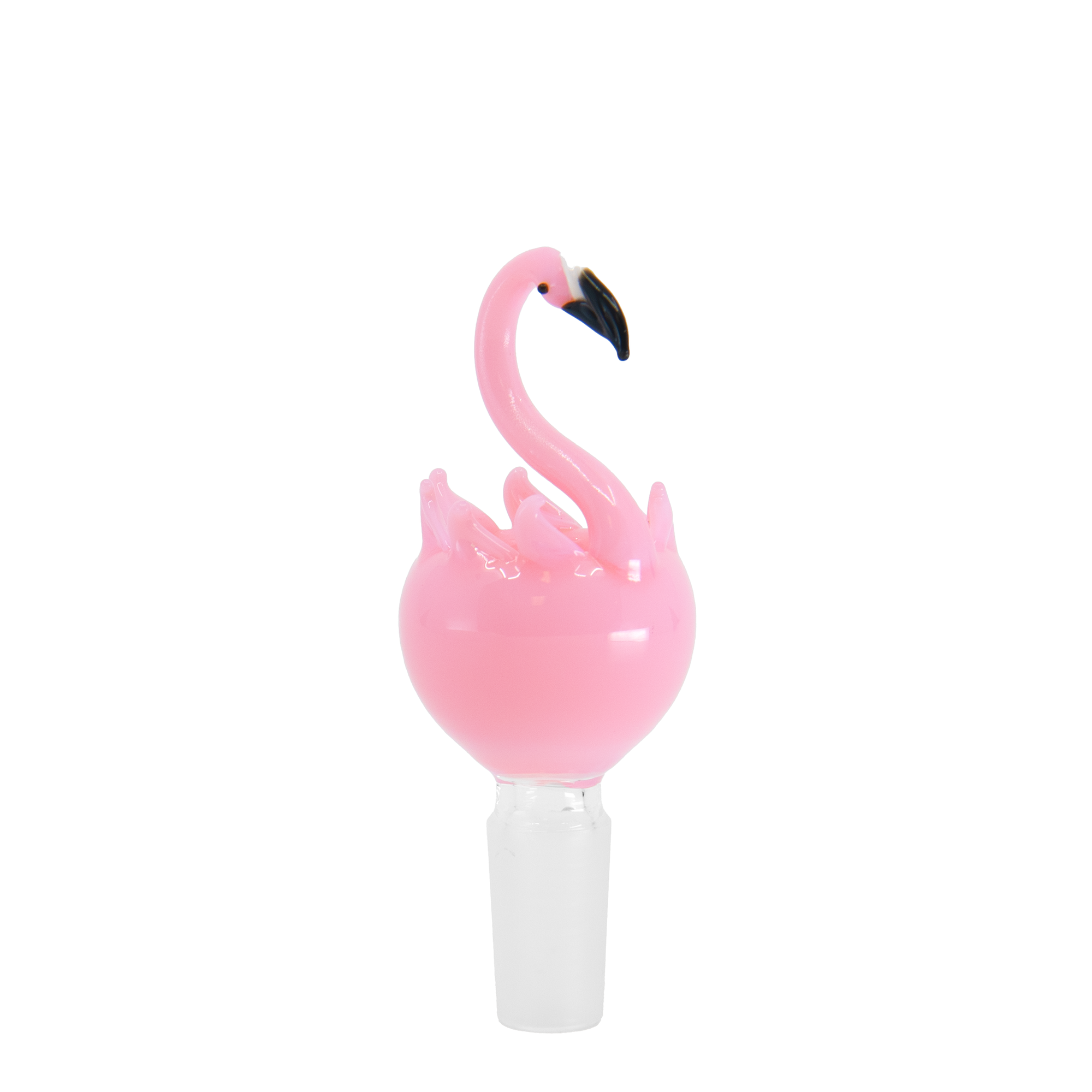 14mm pink glass flamingo bowl for bong with sculpted animal detail
