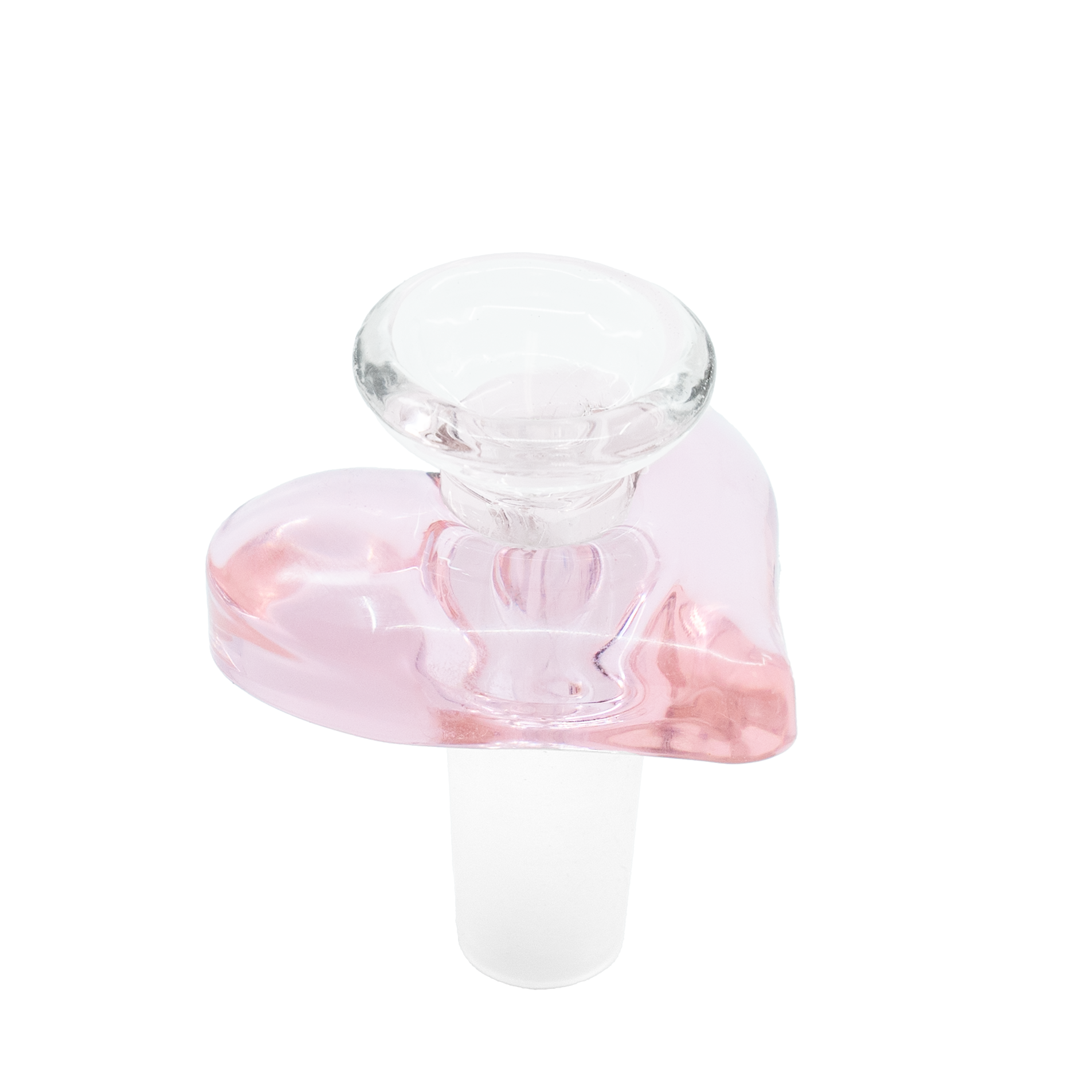 14mm pink heart-shaped glass bong bowl with clear bowl piece attachment